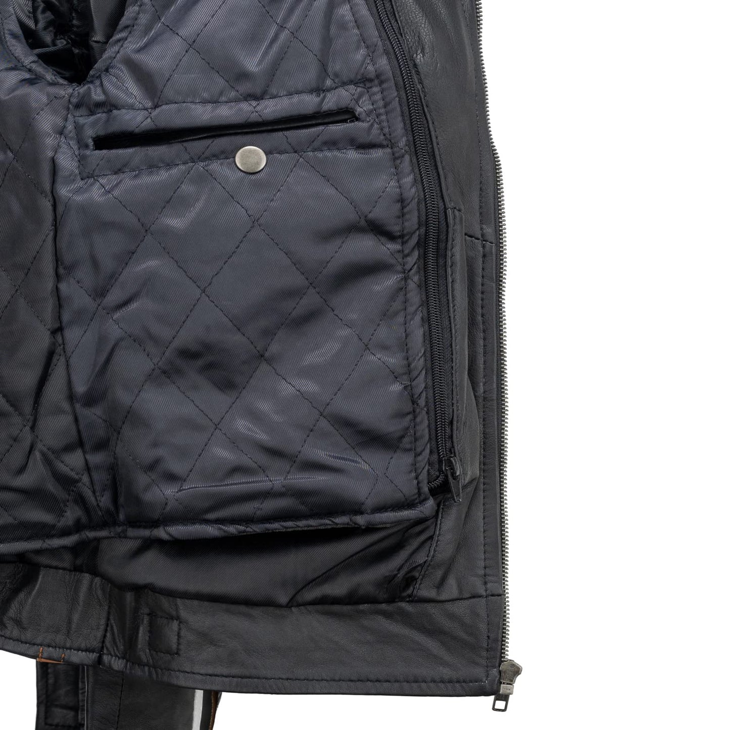 Damen Motorradjacke Leder mit Protektoren, Schwarz, XXL