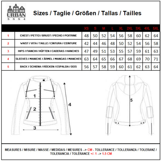 Damen Motorradjacke Leder mit Protektoren, Schwarz, XXL
